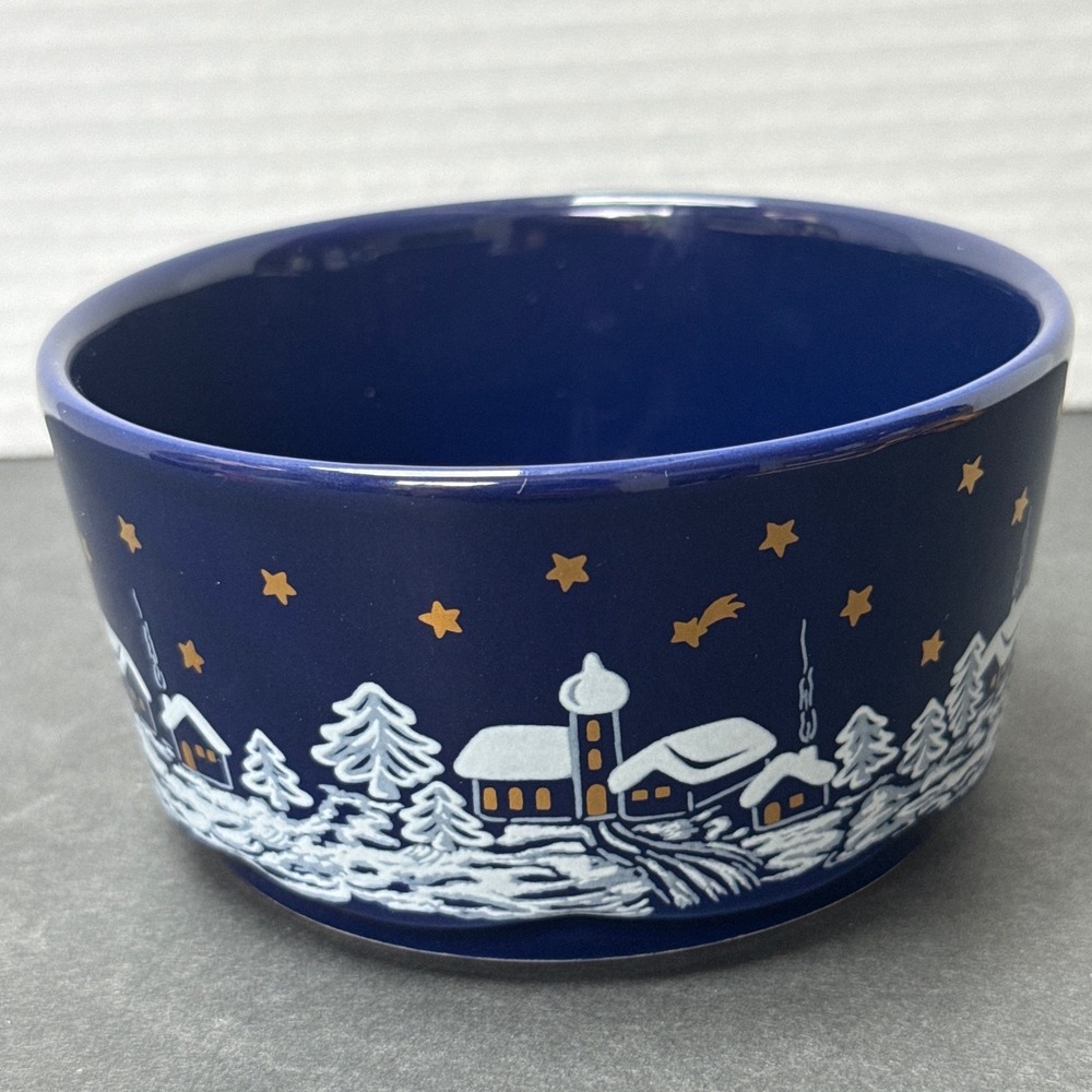 Waechtersbach Celestial Winter Village Cobalt Blue Porcelain Bowl W Germany